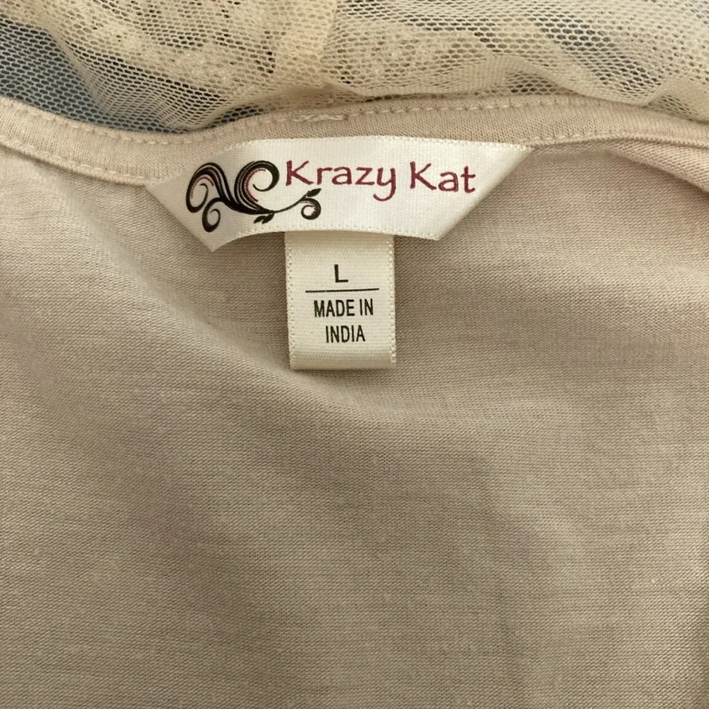 Krazy Kat Women's Beige Lace Trimmed Open‎ Front Cardigan - SZ L